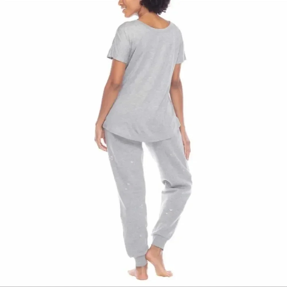 Honeydew Women’s Lounge 2-Piece Gray with Pink Hearts PJs Size Medium